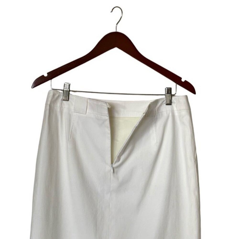 Rena Lange Fashion Show Skirt White Pencil Size 8 Pleated Cotton Preppy Office - Picture 5 of 7